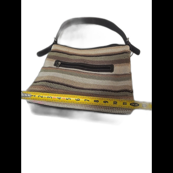 The SAK Stripe Crochet Knit Handbag Browns Neutrals EC - Picture 1 of 7
